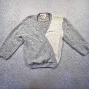 Vintage Reference Point Angora Lambswool Silk Blend Wrap Sweater Gray‎ M